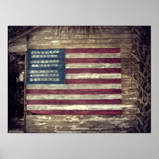 Poster Drapeau américain sur la construction