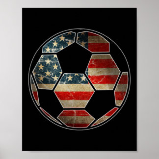 Poster Drapeau Américain Sur Soccer Ll - Drapeau Soccer L