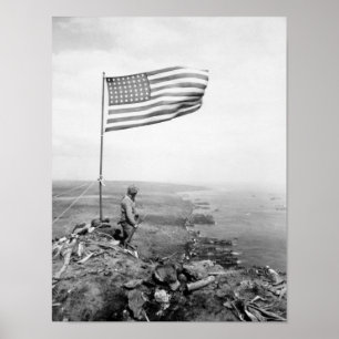 Poster Drapeau américain survolant le mont Suribachi - 2È