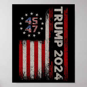 Poster Drapeau américain Trump 2024