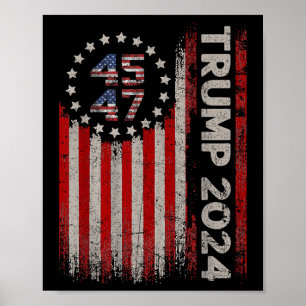 Poster Drapeau américain Trump 2025 45