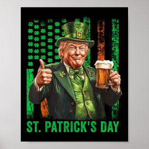 Poster Drapeau américain Trump 2025 vintage St. Patrick 