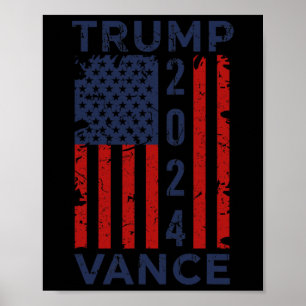 Poster Drapeau américain Trump Vance 2024 - Président des