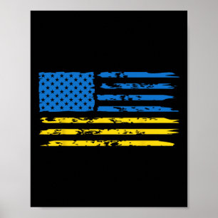 Poster Drapeau américain ukrainien Amérique États-Unis Uk