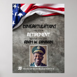 Poster Drapeau américain USA Bienvenue à la retraite mili