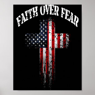 Poster Drapeau américain Usa Croix chrétienne Foi sur la