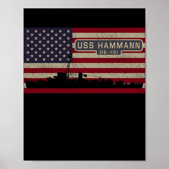 Poster Drapeau américain USS Hammann DE 131 2ÈME GUERRE M (Devant)