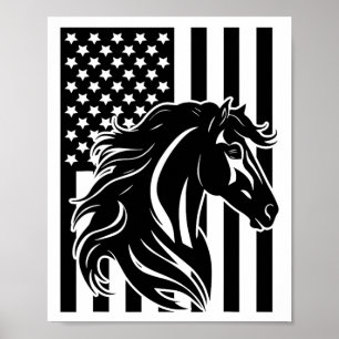 Poster Drapeau américain Vêtements d'équitation - Cheval