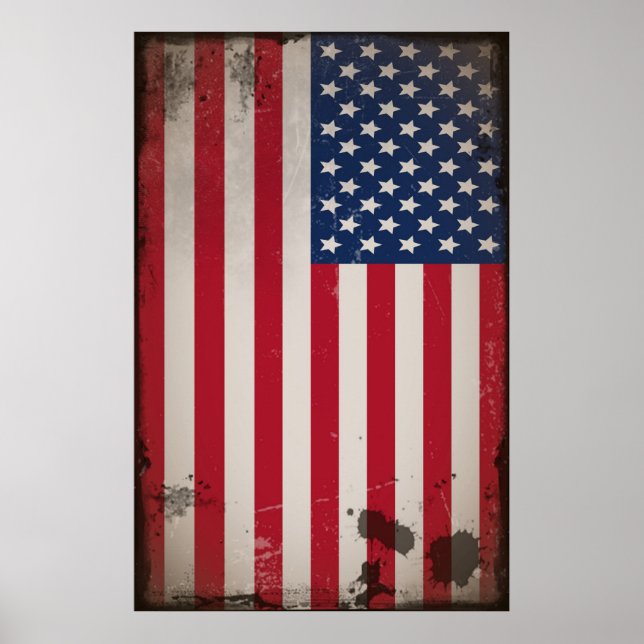 Poster Drapeau américain vintage (Devant)