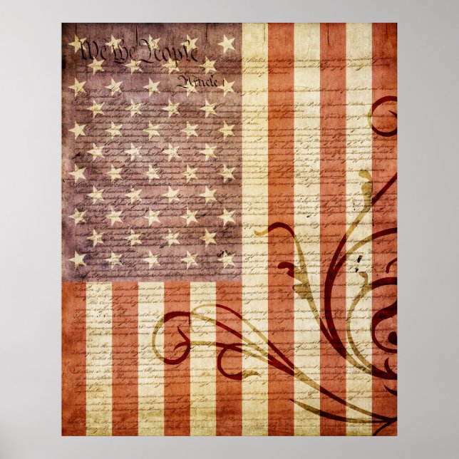 Poster Drapeau américain Vintage (Devant)