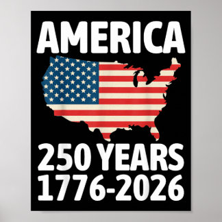 Poster Drapeau Américain Vintage 250 Ans Patriotique 1776