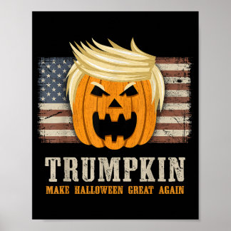 Poster Drapeau américain Vintage Halloween Trumpkin Funny