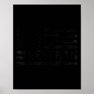 Poster Drapeau américain vintage noir vétéran Fête des pè
