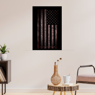 Poster Drapeau américain Vintage rose et noir Grunge
