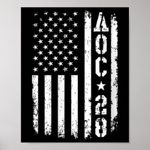 Poster Drapeau américain Womens Aoc 2028 col V