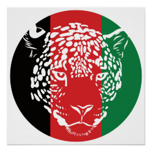 Poster Drapeau animal national afghan léopard afghan