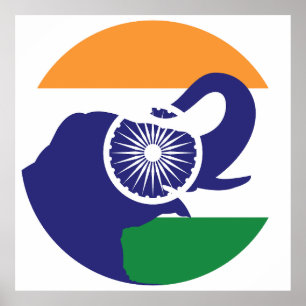 Poster Drapeau animal national indien