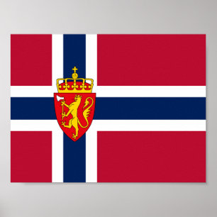 Poster Drapeau/Armoiries de Norvège