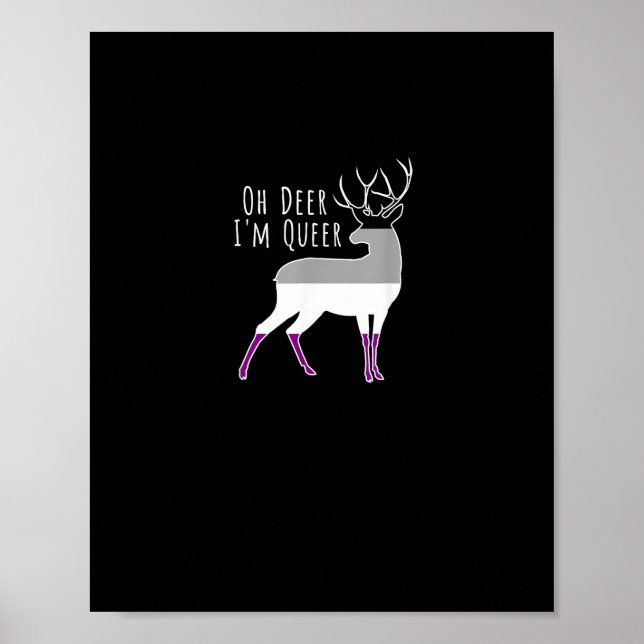 Poster Drapeau Asexué Oh Cerf Fierté Queer Drôle Design L (Devant)