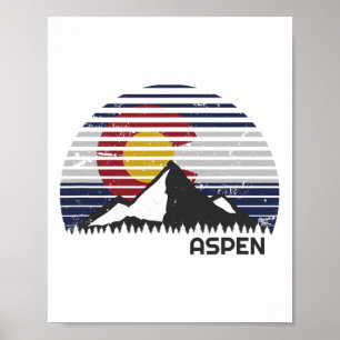 Poster Drapeau Aspen Colorado - Co Mountain