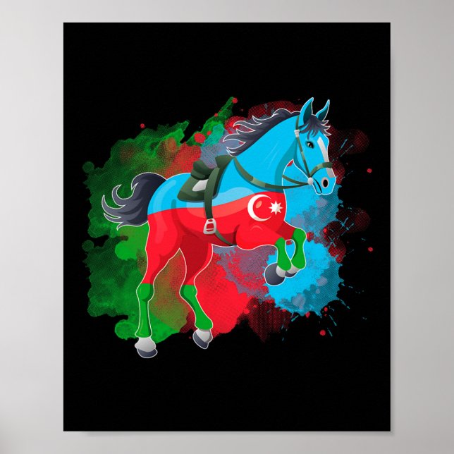 Poster Drapeau Azerbaïdjan (Devant)