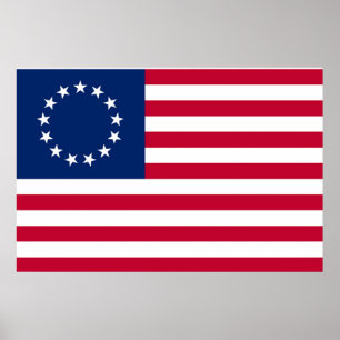 Poster Drapeau Betsy Ross Drapeau Vintage américain Drape