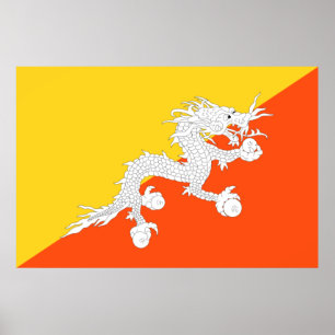 Poster Drapeau bhoutanais (Bhoutan) (Dragon tonnerre)