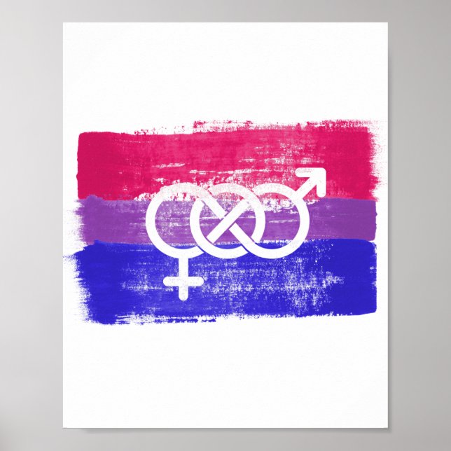POSTER DRAPEAU BISEXUAL PEINT SYMBOLE FIDE (Devant)