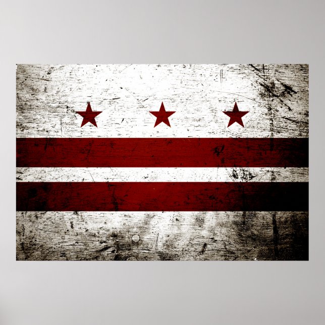 Poster Drapeau Black Grunge Washington DC (Devant)