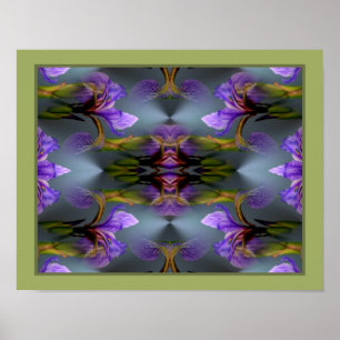 Poster Drapeau bleu Fleur d'Iris Nature Abstraite