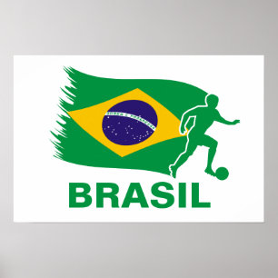 Poster Drapeau brésilien de football