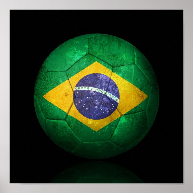 Poster Drapeau Brésilien Porté Bal De Football (Devant)