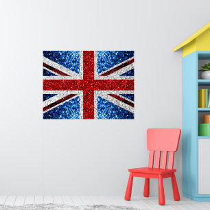 Poster Drapeau britannique rouge bleu blanc scintille pai