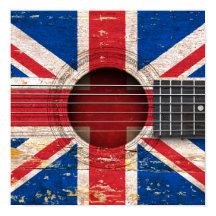 Drapeau britannique sur la vieille guitare acousti