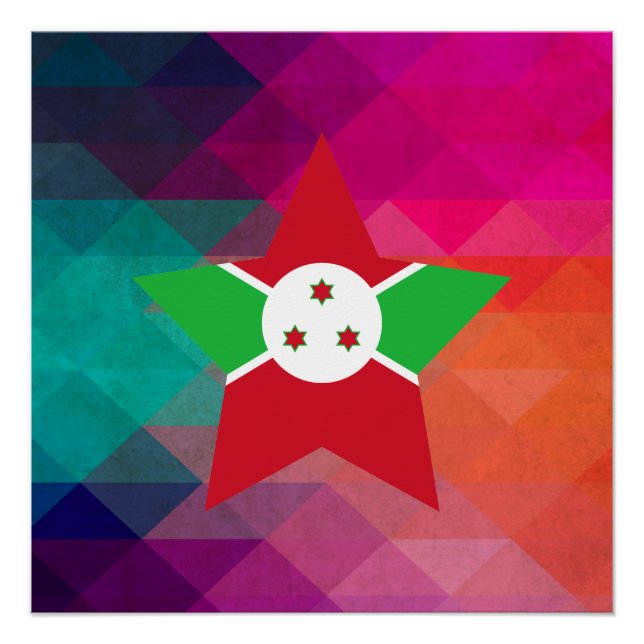 Poster Drapeau Burundi moderne (Devant)