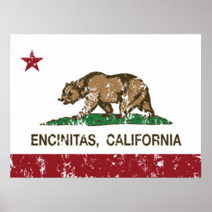 Poster Drapeau californien Encinitas