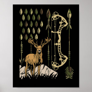 Poster Drapeau Camo Américain Bowhuning Bow Archery Deer