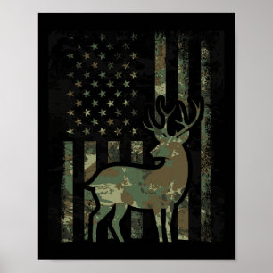Poster Drapeau Camo Américain Chasse De Chasse De Chasse 