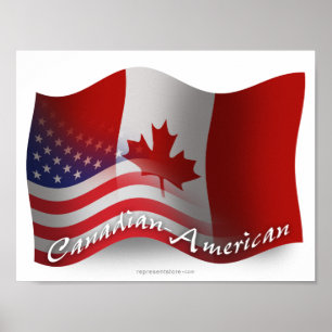 Poster Drapeau canadien-américain