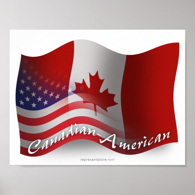Poster Drapeau canadien-américain (Devant)