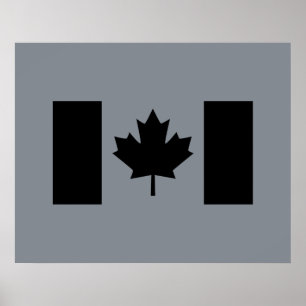 Poster Drapeau canadien en graphisme noir