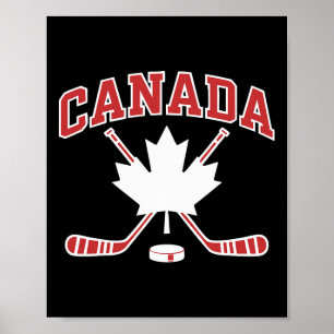 Poster Drapeau Canadien Feuille d'Érable Hockey Fête du C