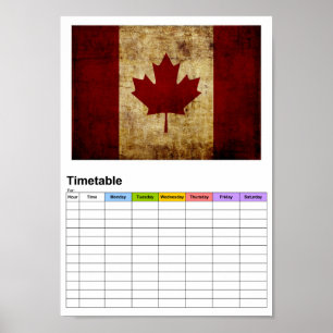 Poster Drapeau canadien/grungé / Horaire