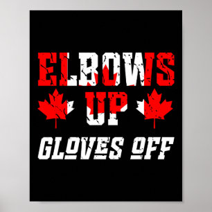Poster Drapeau Canadien Hockey Combat Coudes En L'air Gan