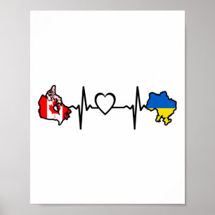 Poster Drapeau canado-ukrainien - Battement de cœur de l'
