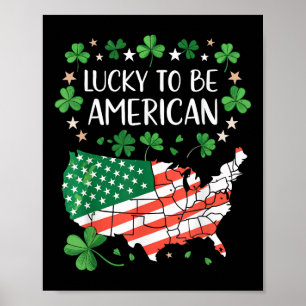Poster Drapeau carte du trèfle américain Shamrock 