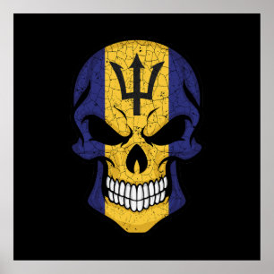 Poster Drapeau crâne souriant de Barbade