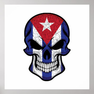 Poster Drapeau crâne souriant de Cuba
