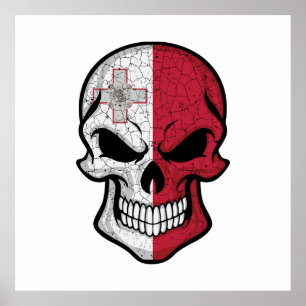 Poster Drapeau crâne souriant de Malte