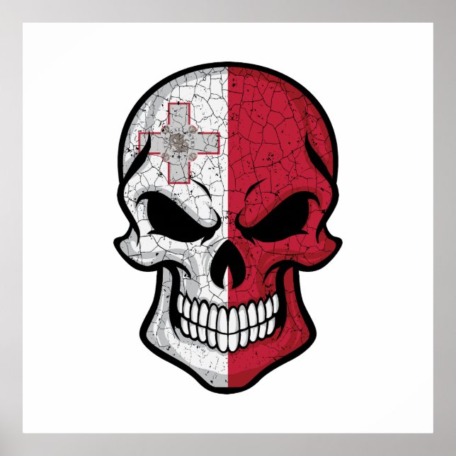 Poster Drapeau crâne souriant de Malte (Devant)